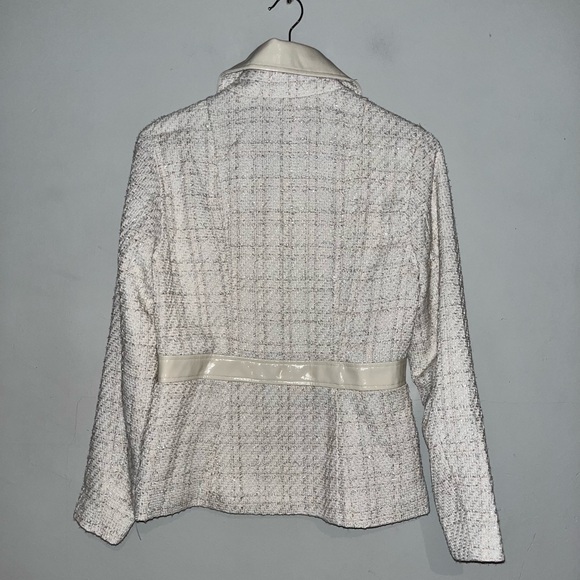 C Wonder Tweed & Faux Leather Chic Moto Jacket sz S - Picture 3 of 12